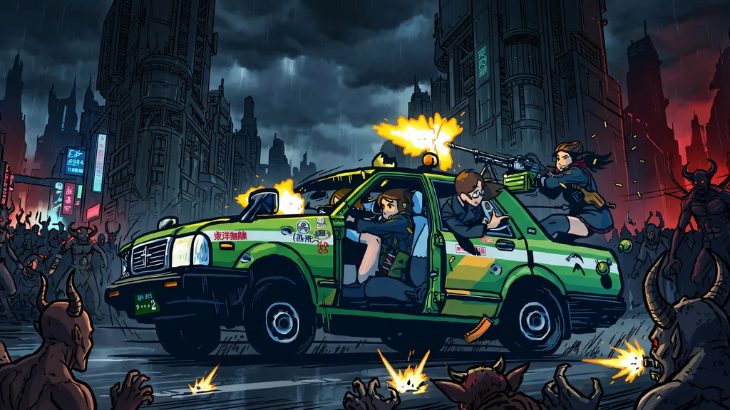 Desktop wallpaper: Taxi vs Demons
