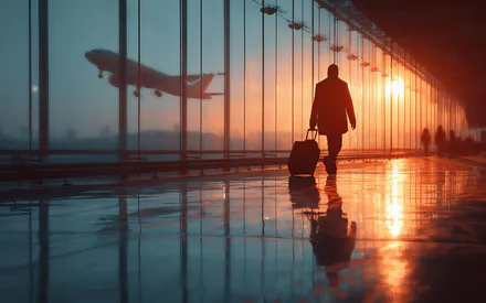 Silhouette, Plane, Art of AI, Sunset, Airport, Reflection, Evening