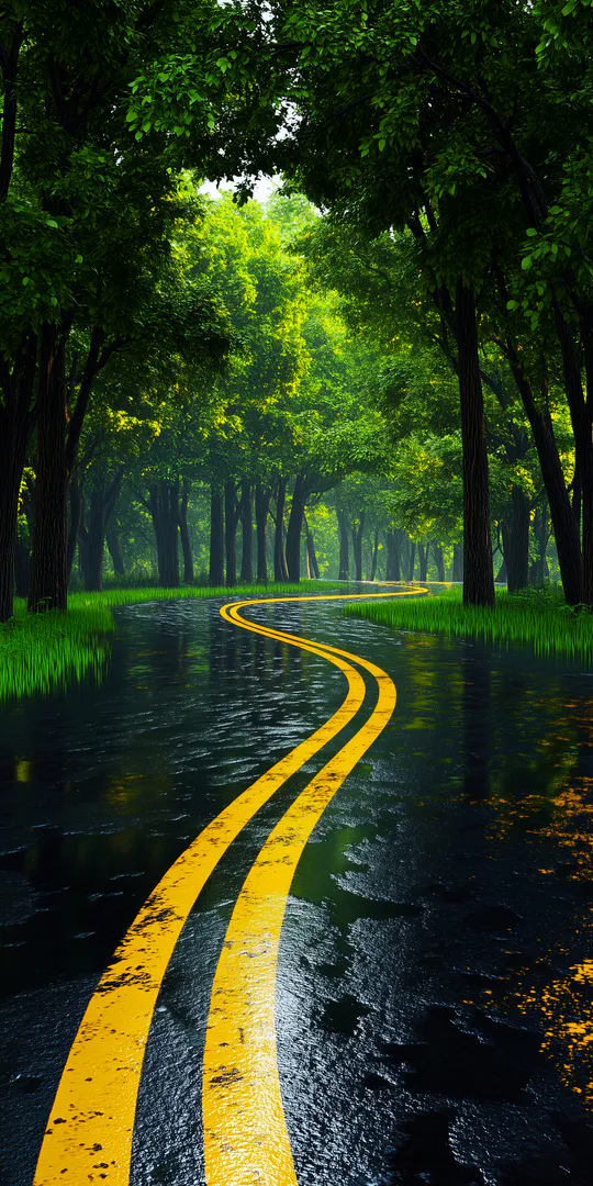 Phone wallpaper: Highway in the forest