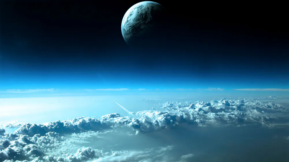 Wallpaper Blue space planet 2560x1080