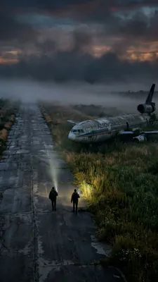Plane, Aviation, Abandoned Plane, Runway, Fog, Cloudy Sky, Researchers