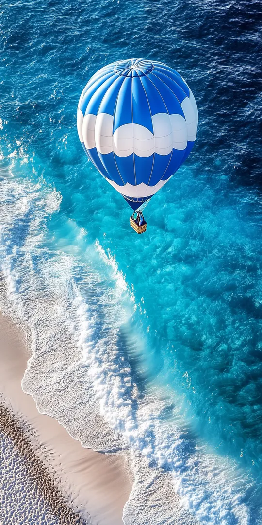 Phone wallpaper: Hot air balloon over the sea