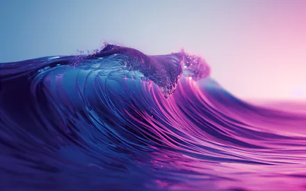 Neon Wave, Ocean Water, Pink Blue Gradient, Water Splash, Abstract Art, Digital Art, Purple Shades, AI Art