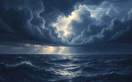 Шторм, Морской пейзаж, Энергия, Облака