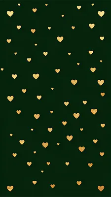 Сердечки, Золотые, Зеленый фон, Принт, Фон, Обои на телефон