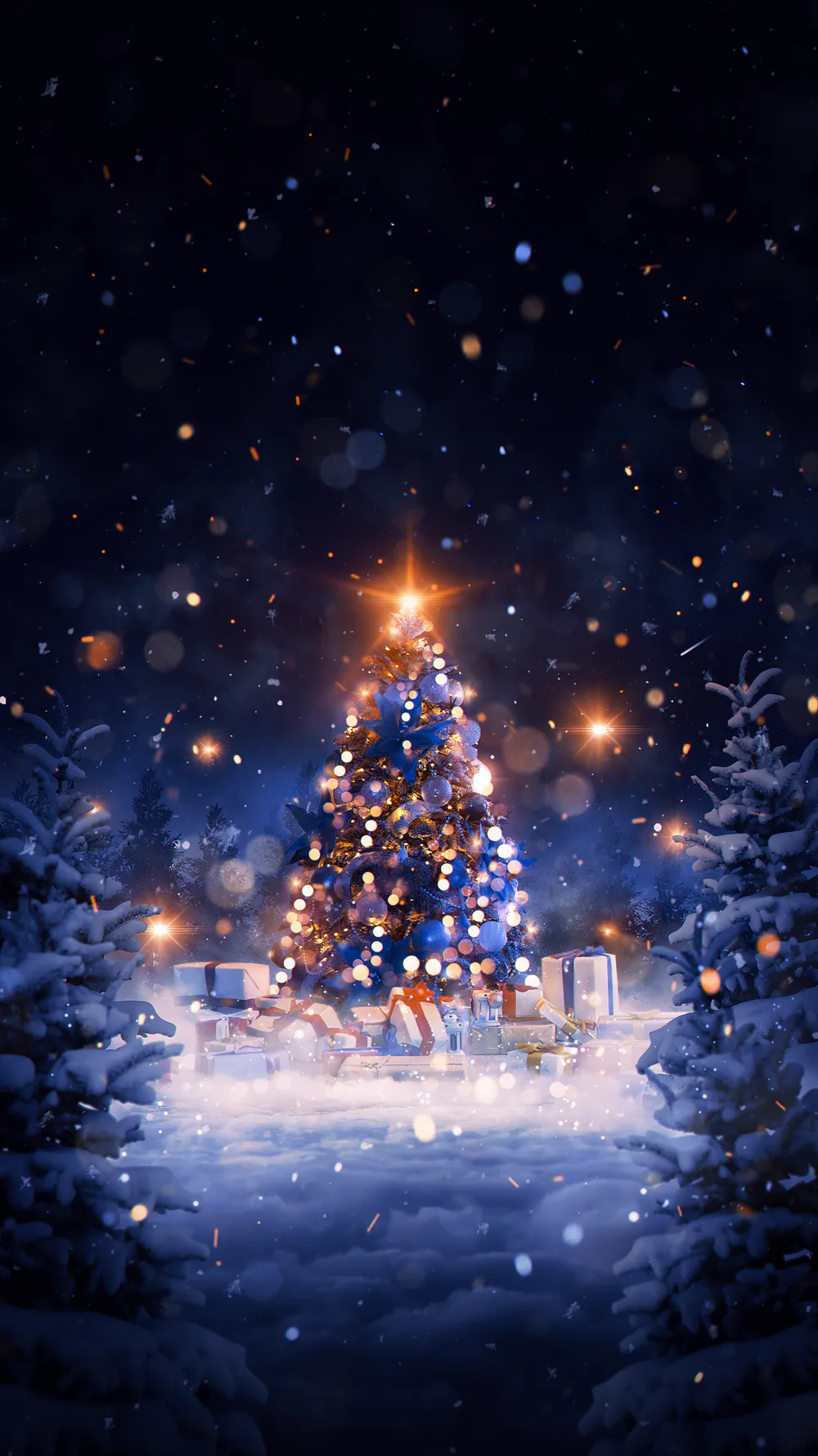 Manually crop Christmas tree, New Year, Snow, Holiday wallpaper to
