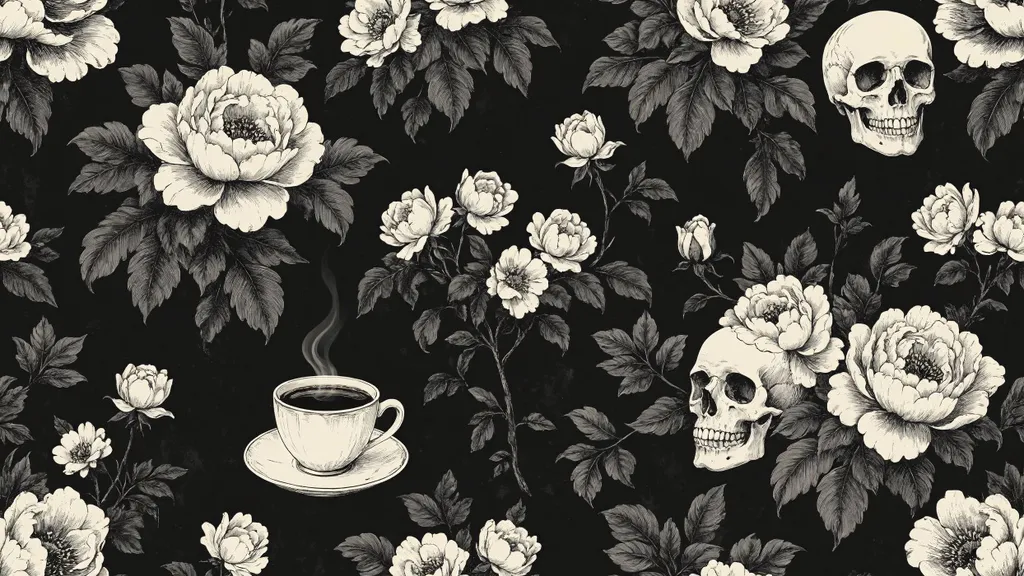 Обои на рабочий стол: Кофечереп и цветы