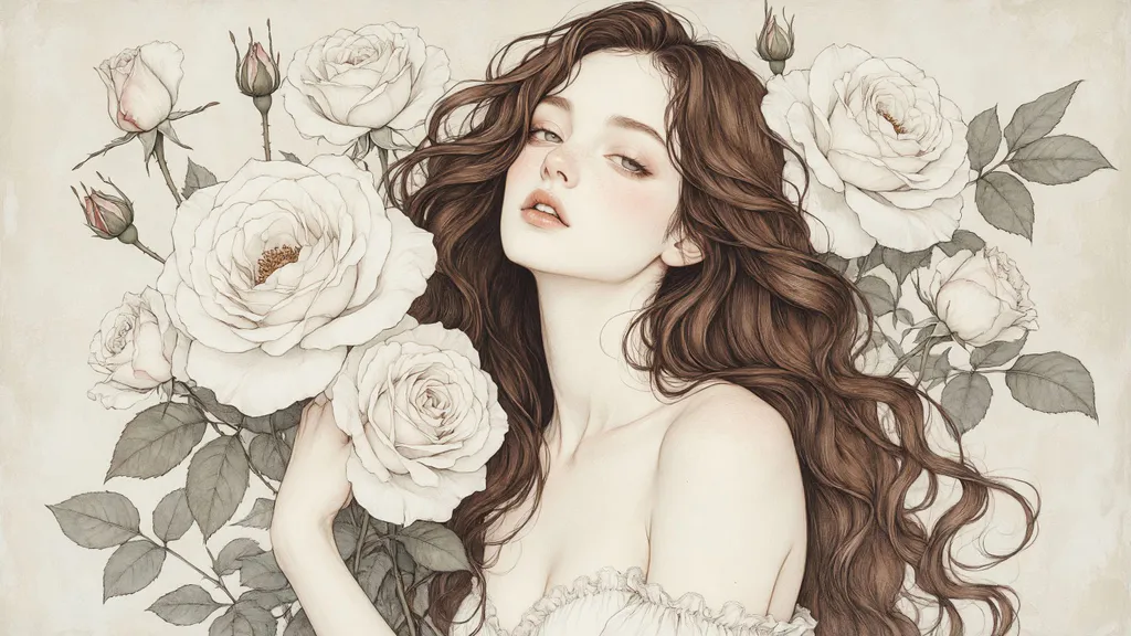 Обои на рабочий стол: Девушка с розами