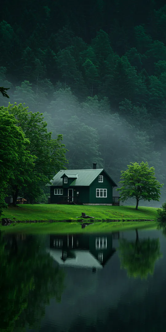 Обои на телефон: Дом у озера