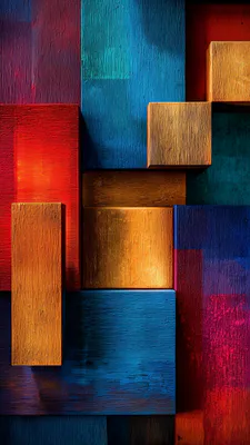 Абстракция, Грубая текстура, Геометрические формы, Насыщенные цвета, Контрастные оттенки, Синий, Золотистый