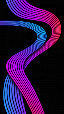 Синьо-фіолетовий градієнт, Хвилеподібні смуги, Тонкі лінії, Геометричний стиль, Темний контраст, Amoled, Абстрактний