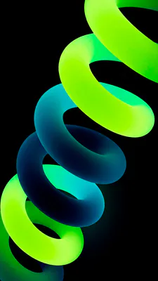 Зелений, Синій, Кольорові кільця, Абстрактні форми, Градієнт, Темний фон, Amoled