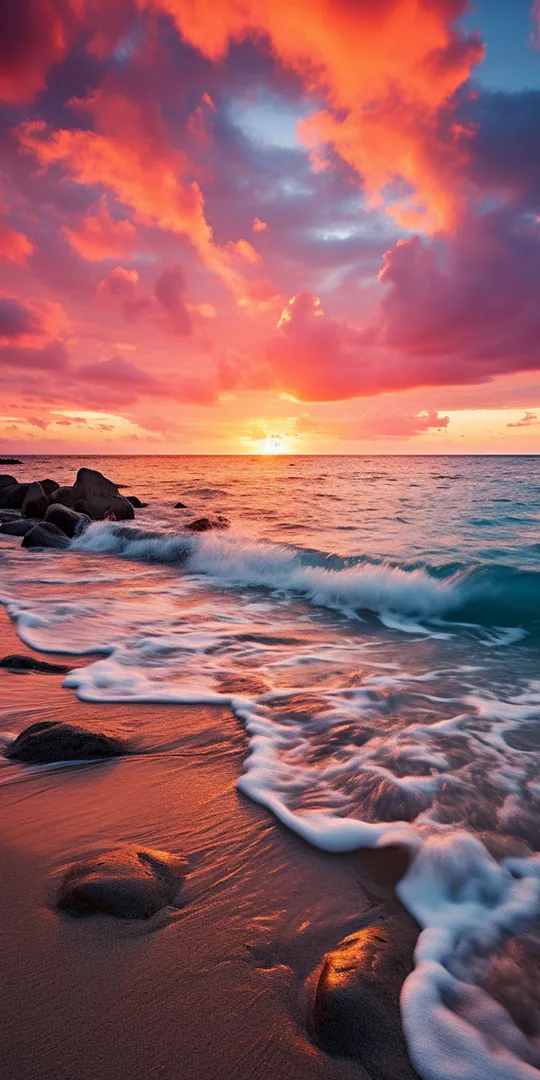 Обои на телефон: Закат над морем