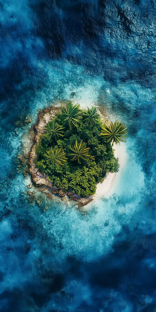 Обои на телефон: Тропический остров сверху