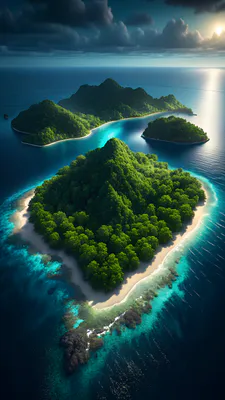 Море, Лагуна, Пляж, Корали, Аерофото, Бірюзова вода, Хвилі, Захід сонця