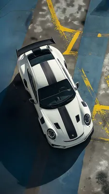 Спорткар, Вид сверху, Аэродинамическое крыло, Карбоновые полосы, Парковочная разметка, Асфальт, Контрастные цвета