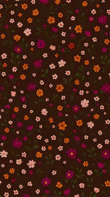 Коричневый, Цветочный, Принт, Обои на телефон, Фон, Текстура