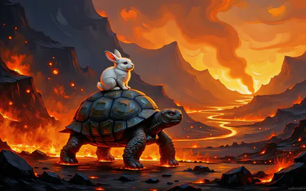 Rabbit, Turtle, Lava