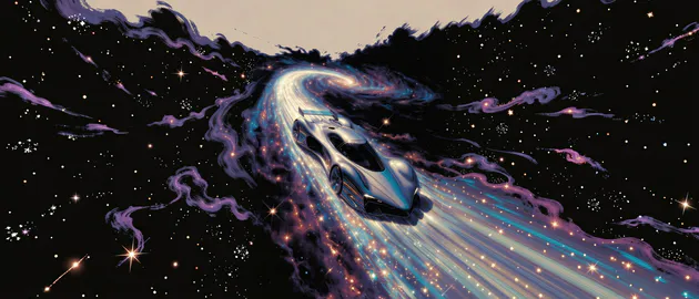 KyRyeZi, AI Art, Space Art, Fantasy, Machine, Future Machine, Space, Galaxy, Starry, Illustration, Ultrawide