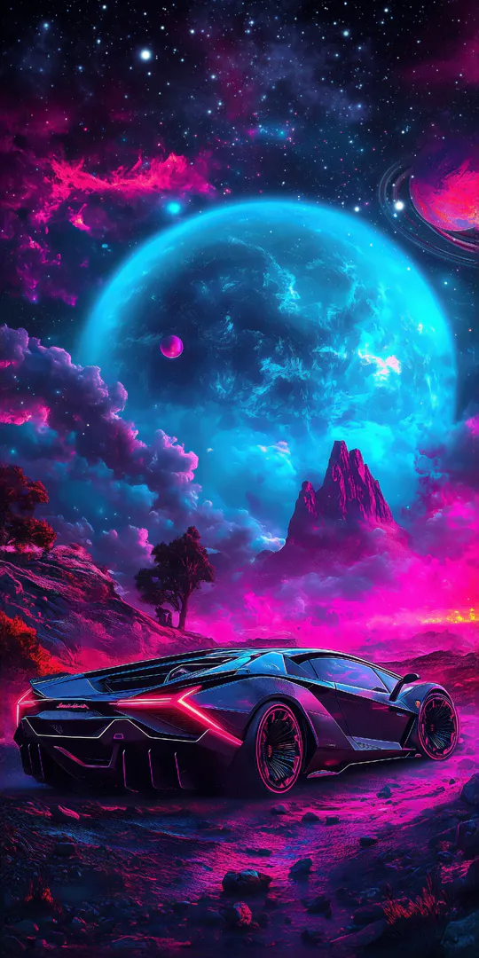 Phone wallpaper: Futuristic landscape