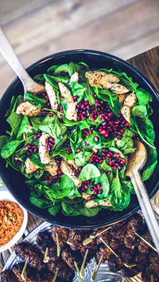 Салат, Гранат, Шпинат, Курица, Полезный