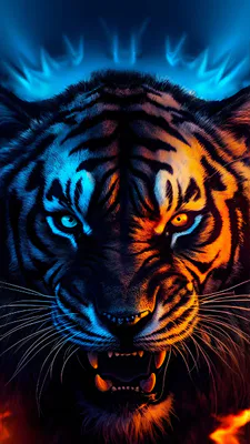 AI Art, Bengal Tiger, Tiger, Head, Wild, Evil