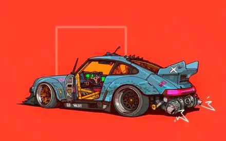 Porsche, Porsche 911, Futuristic, Art, AI Art, AI Generated, Red Background