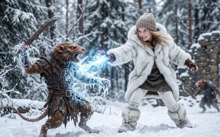 Маг, Снег, Зима, Скавен, Бой, Снегурочка