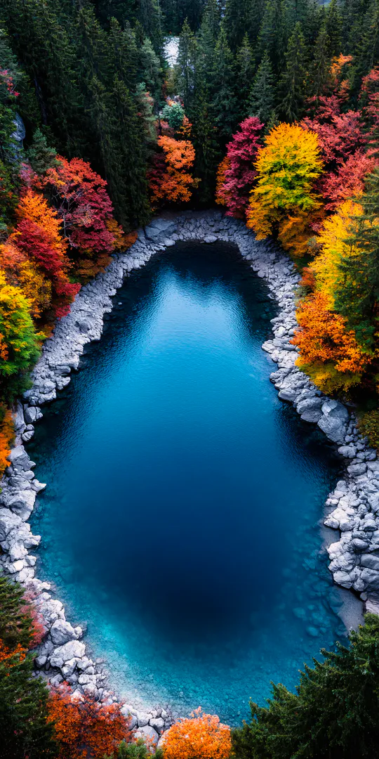 Обои на телефон: Осеннее горное озеро