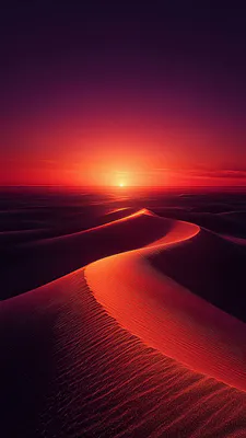 Дюны, Солнце, Песок, Оранжевые тона, Вечер, Небо, Минимализм, AI Art