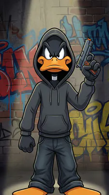 Худые, Пистолет, Граффити, Стрит-арт, Мультяшный, Карикатура, Гангстерский, Ночное освещение