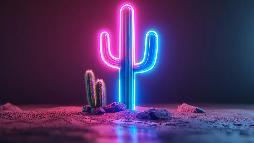 Desktop wallpaper: Neon cactus