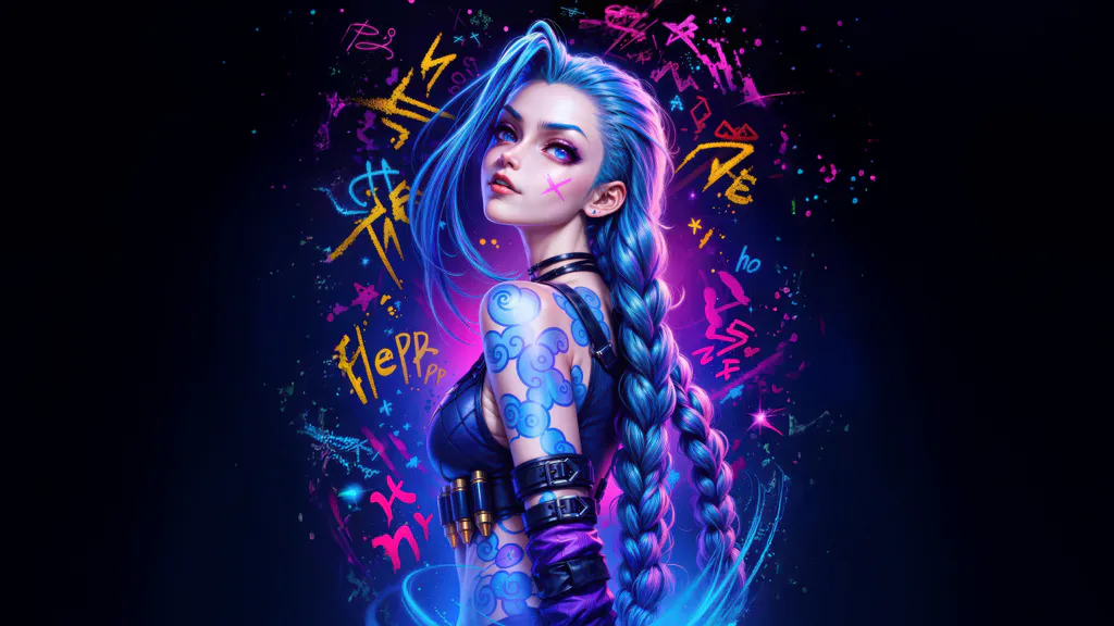 Обои на рабочий стол: Неоновая Jinx
