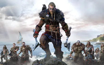 Assassins Creed, Eivor, Норды, Рейдеры, Двойной топор, Море, Длинная лодка, Броня