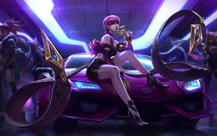 Эвелин, League of Legends, Автомобиль, Сцена, Гламур, Девушка
