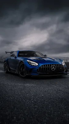 Mercedes AMG GT, Суперкар, Спорткар, Автомобиль, Синий, Облачное небо, Вид спереди