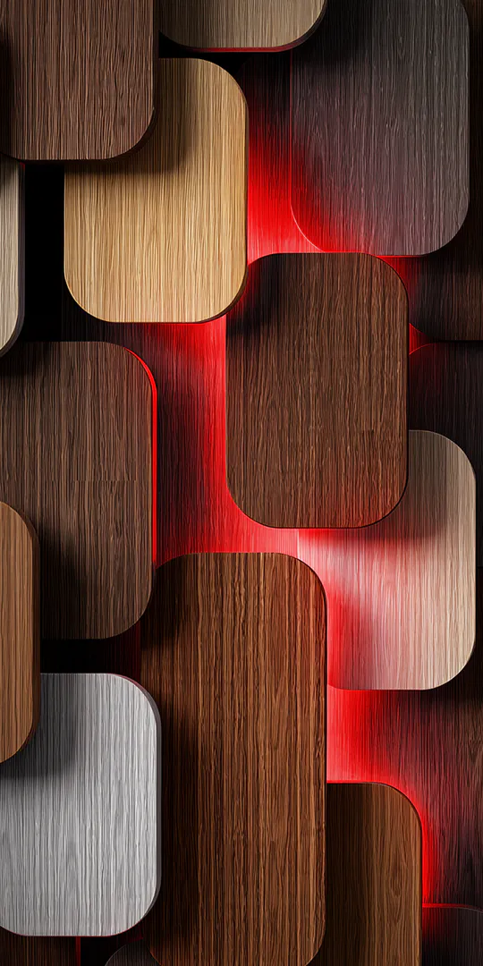 Обои на телефон: Текстура дерева и красное свечение