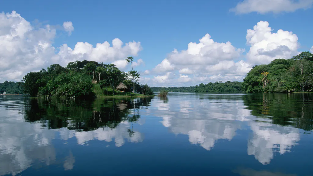 Amazon, River, Brazil, Island, Trees, Reflection, Sky, Clouds ...