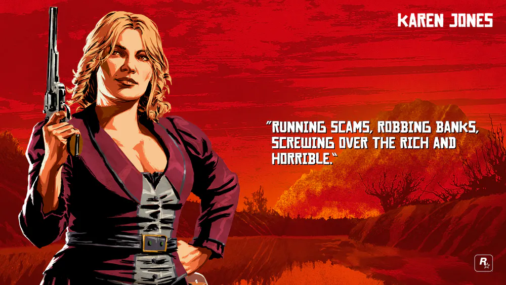 Wallpaper Red Dead Redemption 2 Karen Jones 828x1792