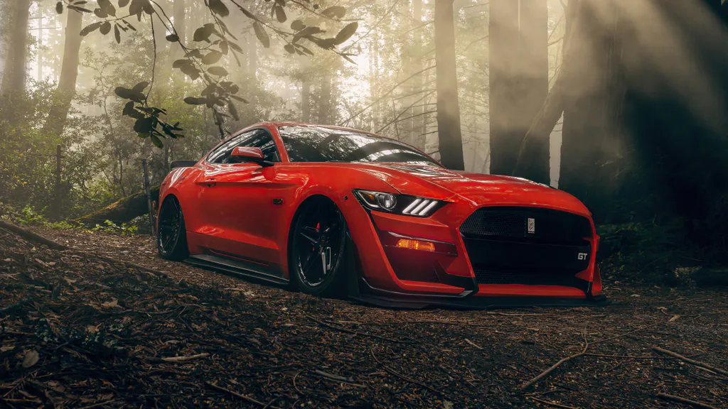 Desktop wallpaper: Ford Mustang in the forest
