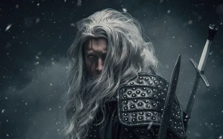 The Witcher, Fantasy, Swords, Yellow Eyes, Leather Armor, Scars, Winter
