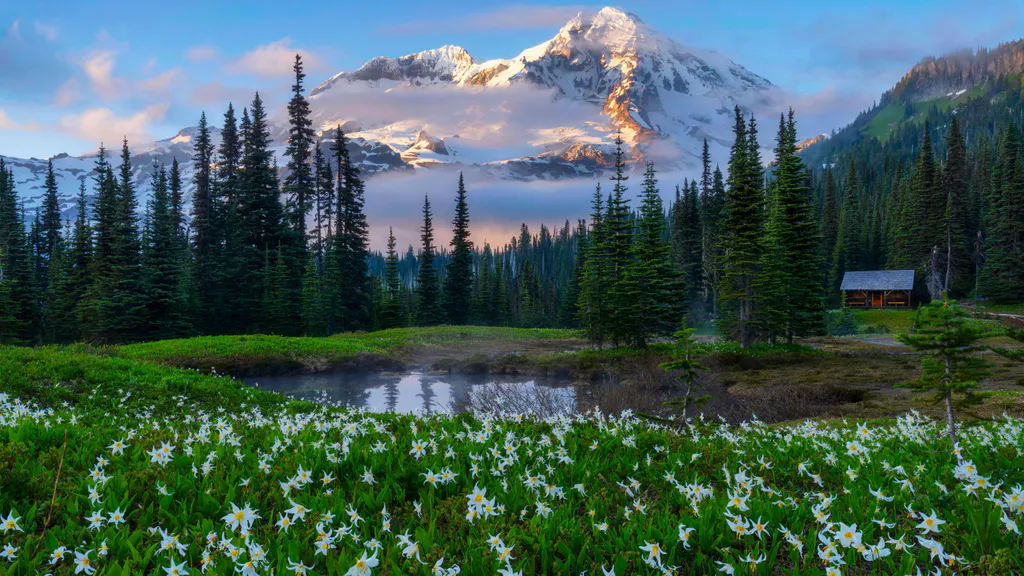 Desktop wallpaper: Mountain morning landscape
