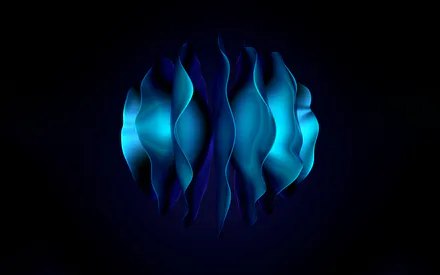 Abstract Waves, Blue Shades, Wavy Lines, Dark Background, Gradient, Soft Glow, Amoled, AI Art