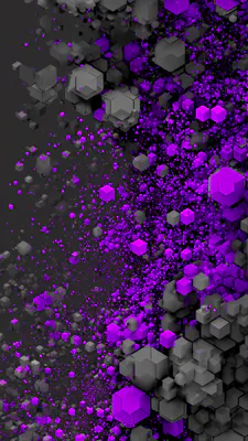 Фиолетовый, Кубы, 3d-рендер, Абстрактный, Контрастный, Темный-фон, Amoled, AI Art