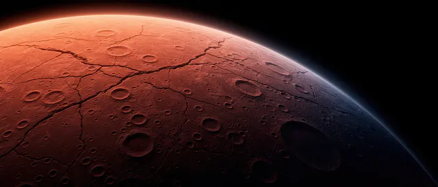 Space, Planet, Darkness, Surface of the Planet, Cracks, Desktop Wallpapers, Ultrawide, PC Wallpapers, AI Art, Space, Planet, Mars