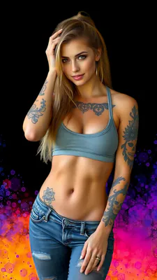 Girl, Model, Tattoo, Background
