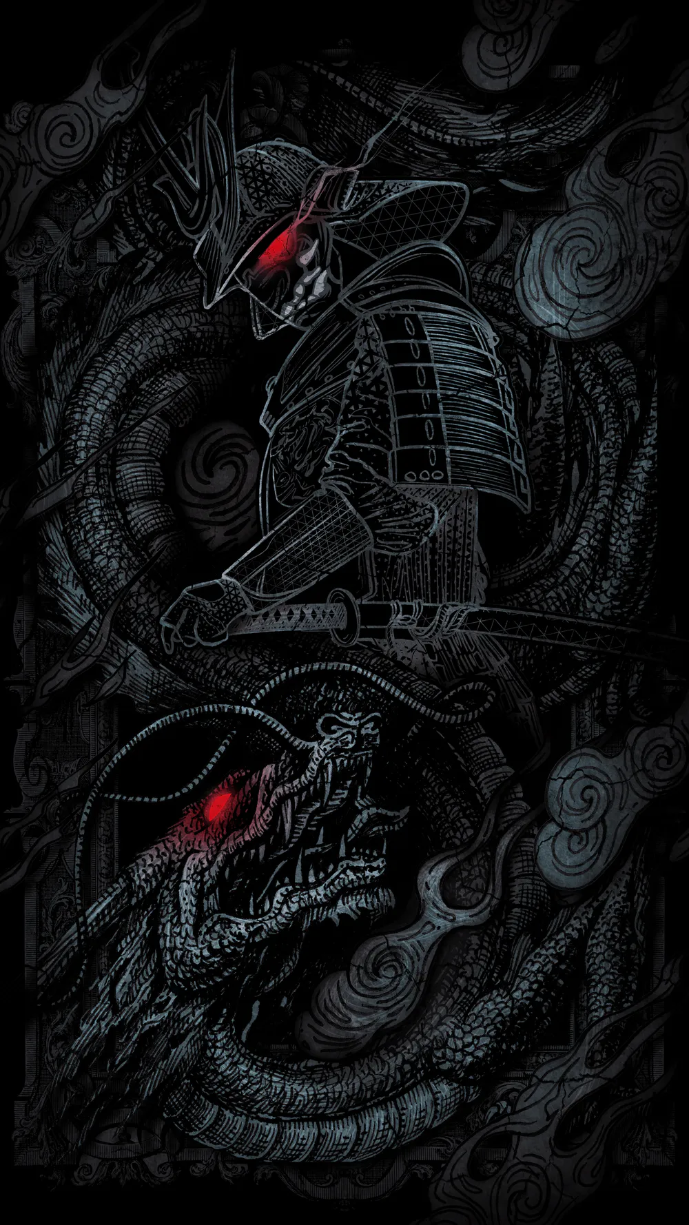 Wallpaper Samurai and dragon 3840x2160